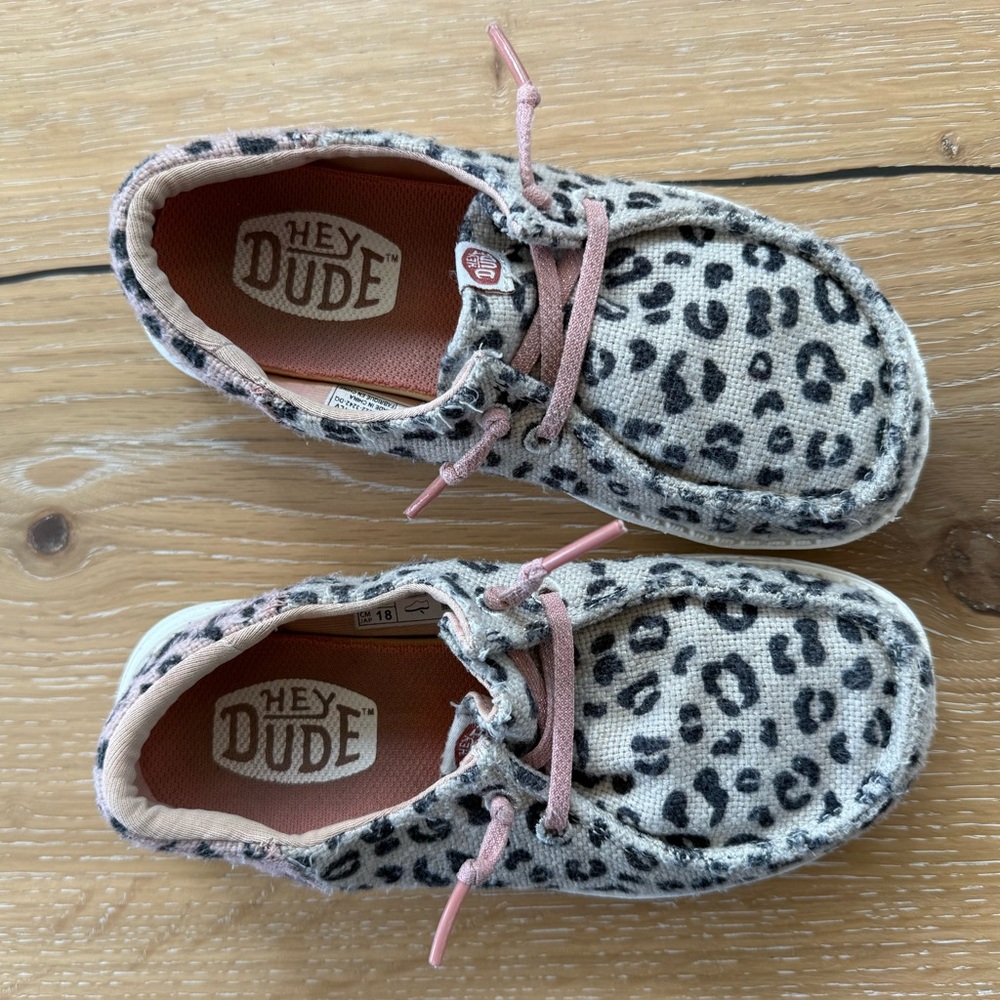 Hey Dude Gray Leopard Shoes with Pink Accents